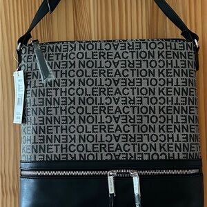Kenneth Cole Reaction Black Logo Messenger Bag Large NWT MSRP $69